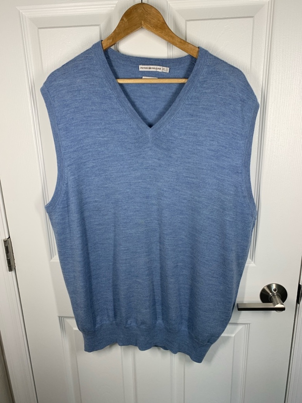 Peter Millar blue merino wool v-neck sweater vest size XL